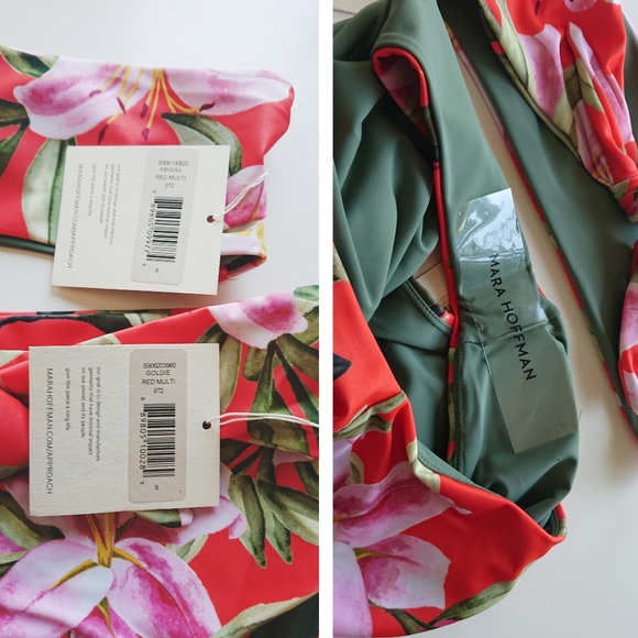 "SOLD" Mara Hoffman Abigail Goldie Red Lily Floral Bikini - Picture 11 of 12